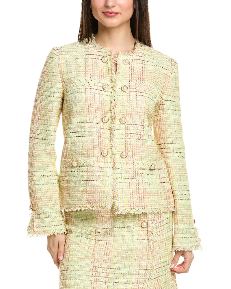 ST. JOHN Soft Prince Of Wales Plaid Jacket Green
