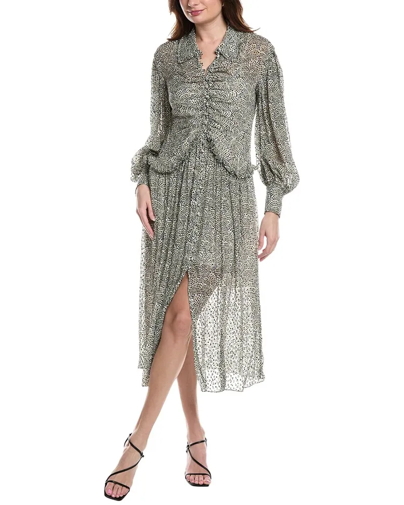 Rebecca Taylor Fleur Ruffle Silk-Blend Maxi Dress Green