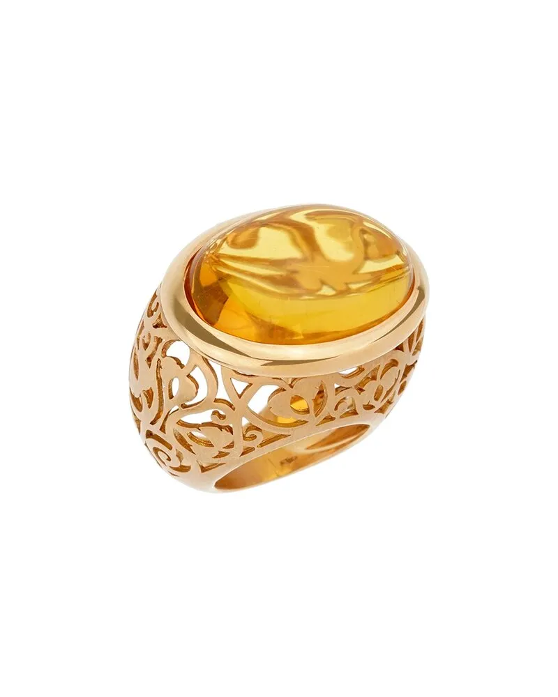 Pomellato 18K Rose Gold 19.94 ct. tw. Diamond & Amber Ring (Authentic Pre-Loved Nocolor