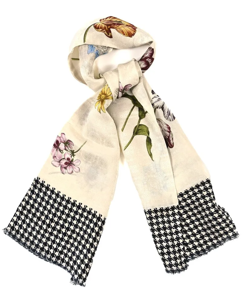 Gucci Silk Twill Flora Houndstooth Scarf (Authentic Pre-Loved Nocolor