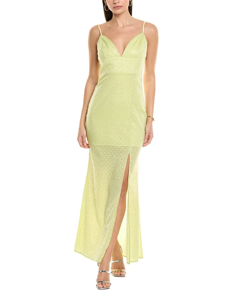 Line and Dot Sequin Maxi Dress Green