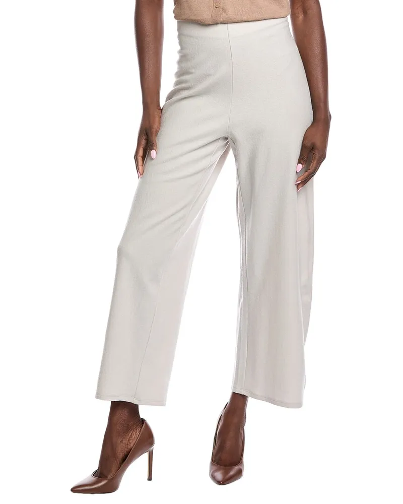 Eileen Fisher Petite Jersey Ankle Wide Wool Pant White