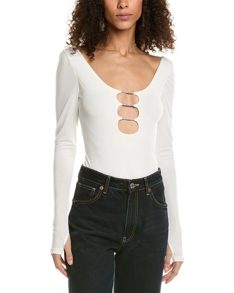 Alice + Olivia Kalena Bodysuit White