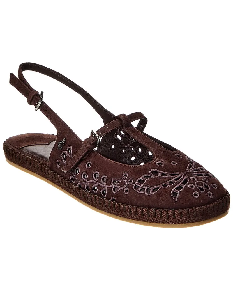 Jimmy Choo Amiee Suede Slingback Flat Brown
