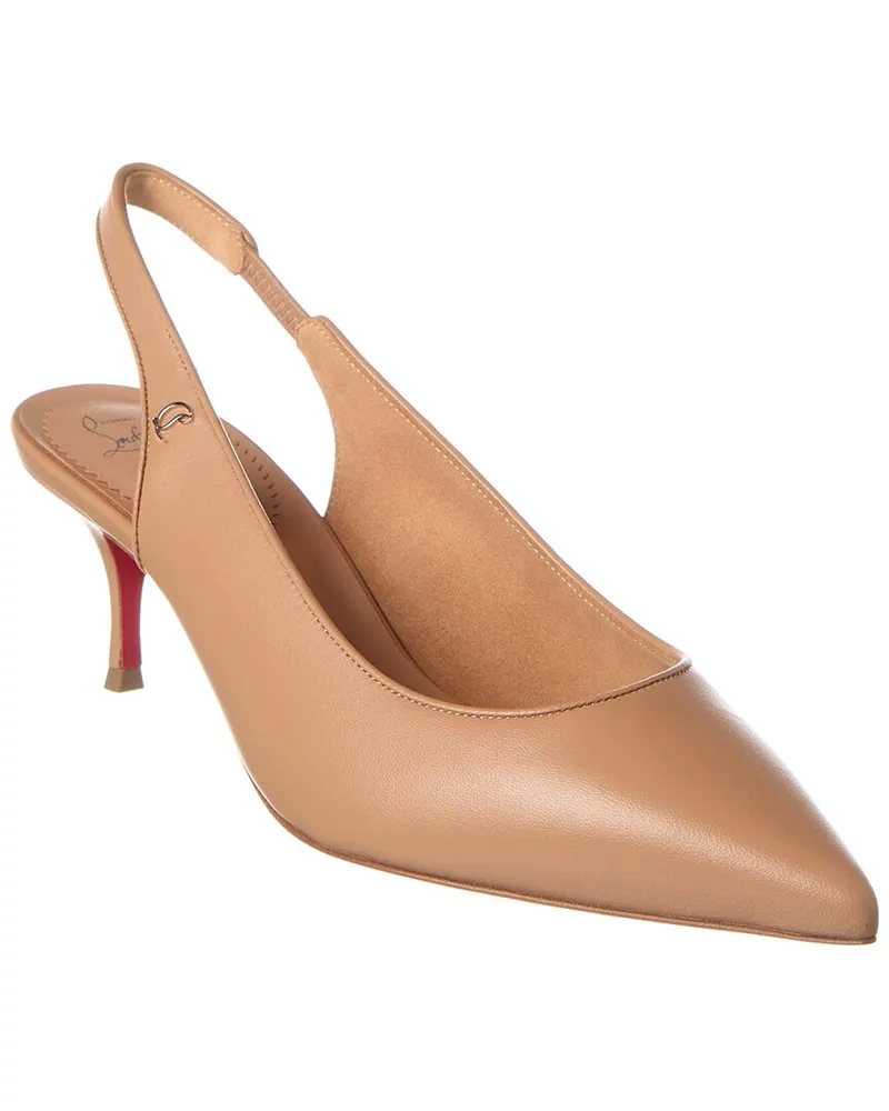 Christian Louboutin Sporty Kate 55 Leather Slingback Pump Beige