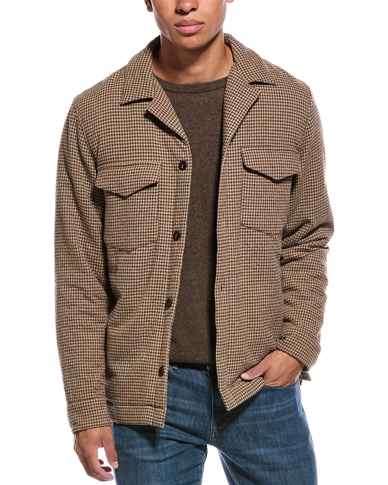 Officine Generale Judas Houndstooth Wool-Blend Jacket Brown