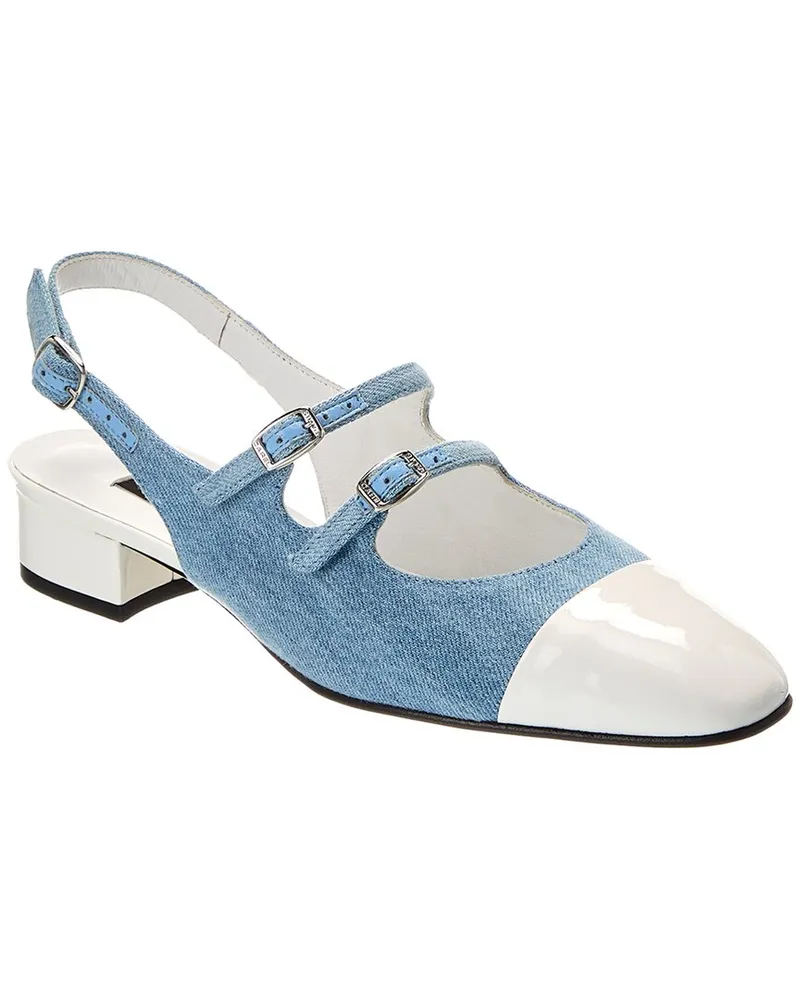 Carel Abricot Denim & Patent Pump Blue