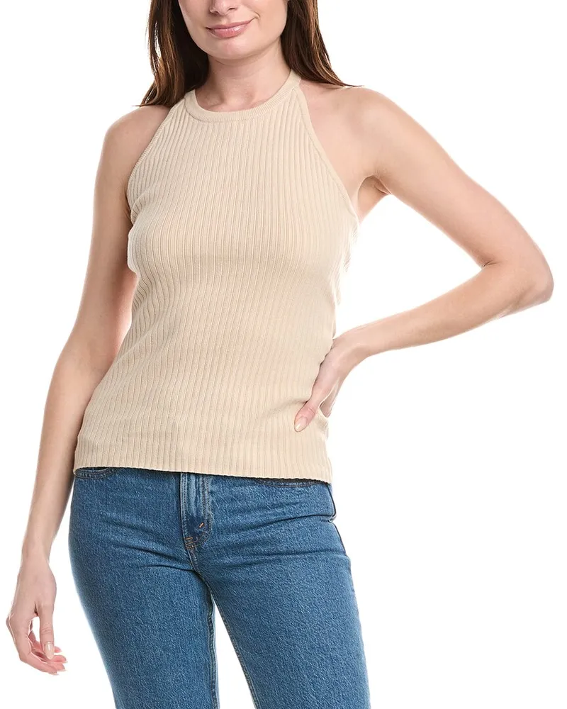 Line and Dot Sweater Tank Beige