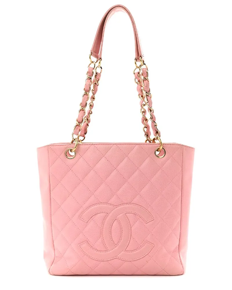 Chanel Pink Caviar Leather Petit Shopping Tote GHW (Authentic Pre-Loved Nocolor