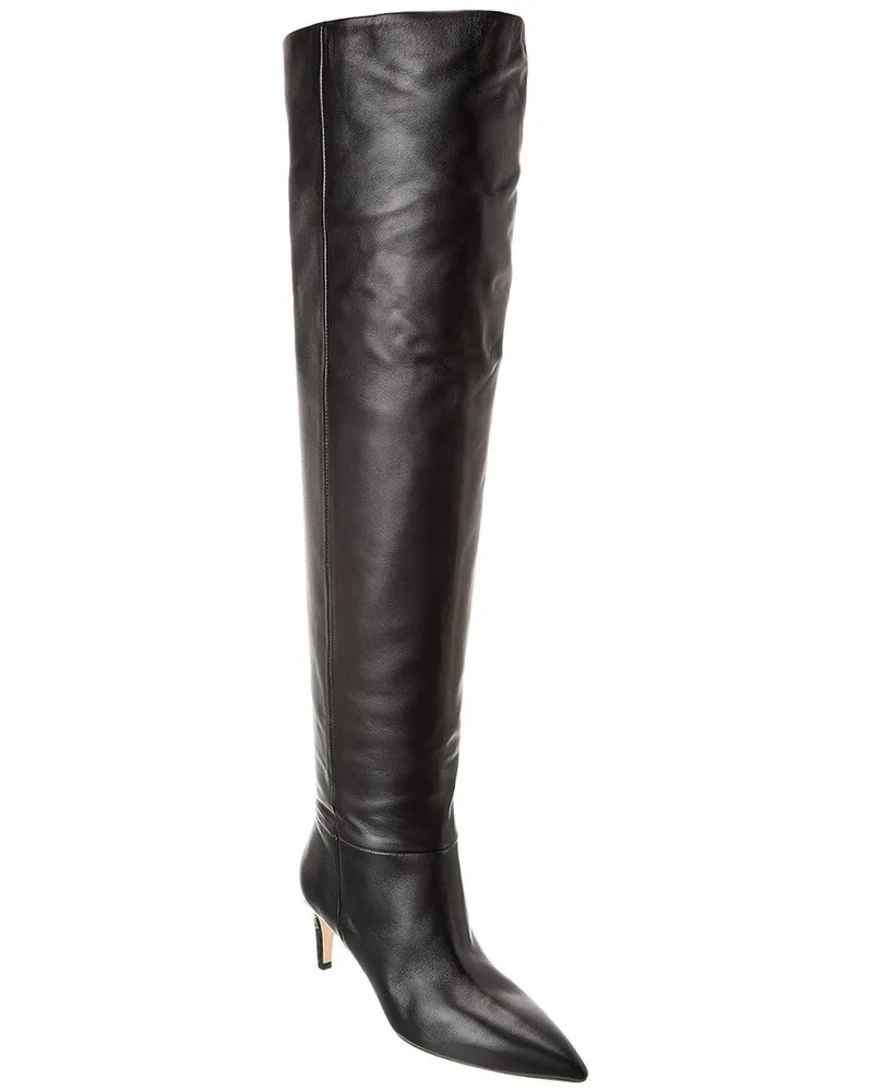 Paris Texas Stiletto Leather Over-The-Knee Boot Black