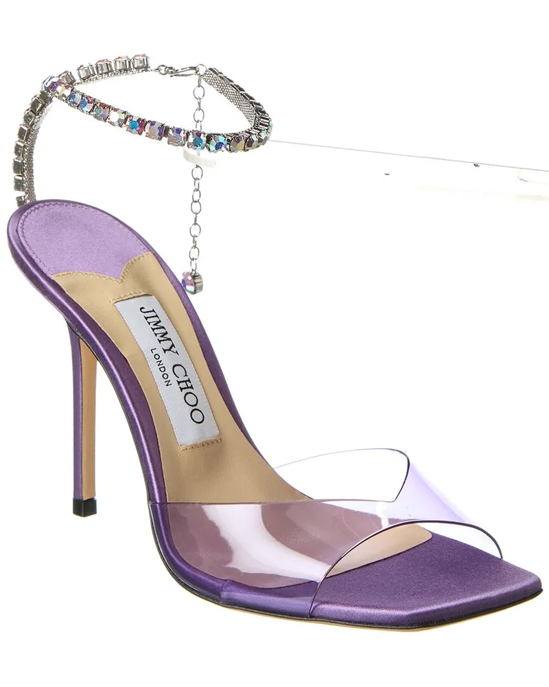Jimmy Choo Saeda 100 Vinyl & Leather Sandal Purple
