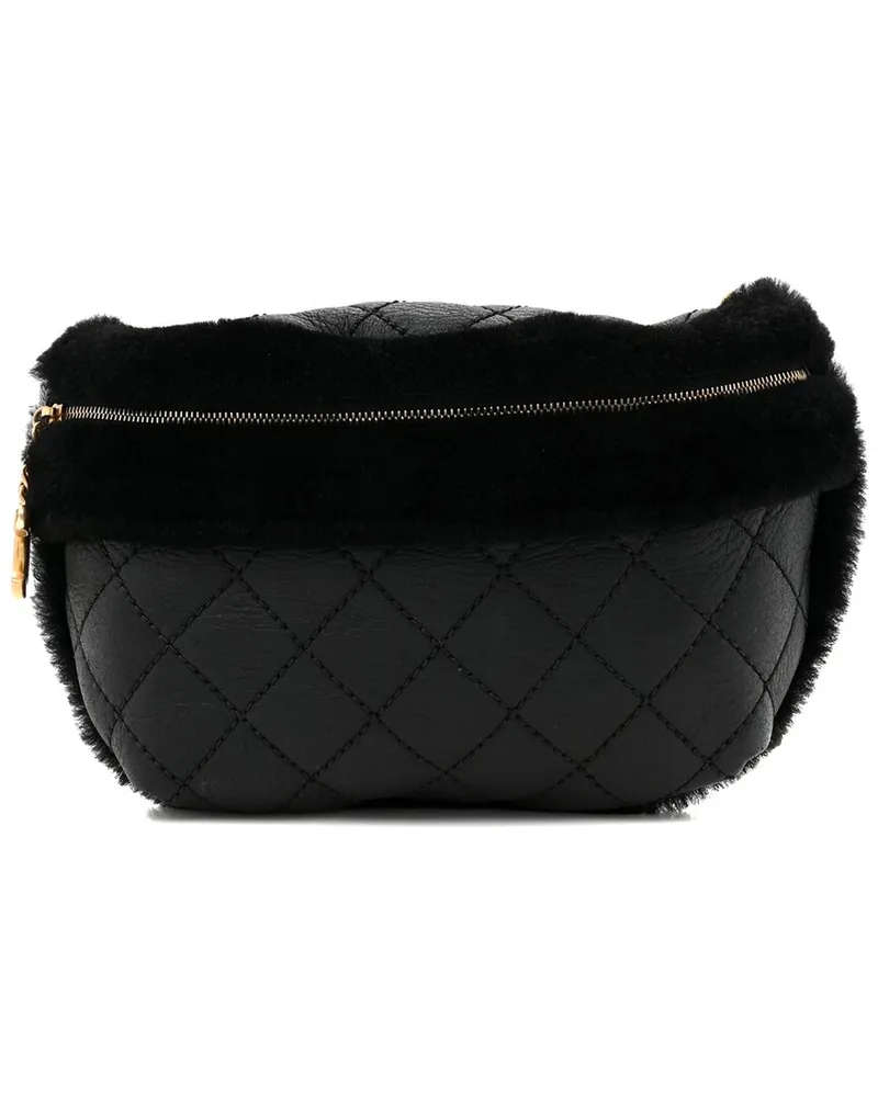 Chanel Black Leather Fur Quilted Waist Bag (Authentic Pre-Loved Nocolor