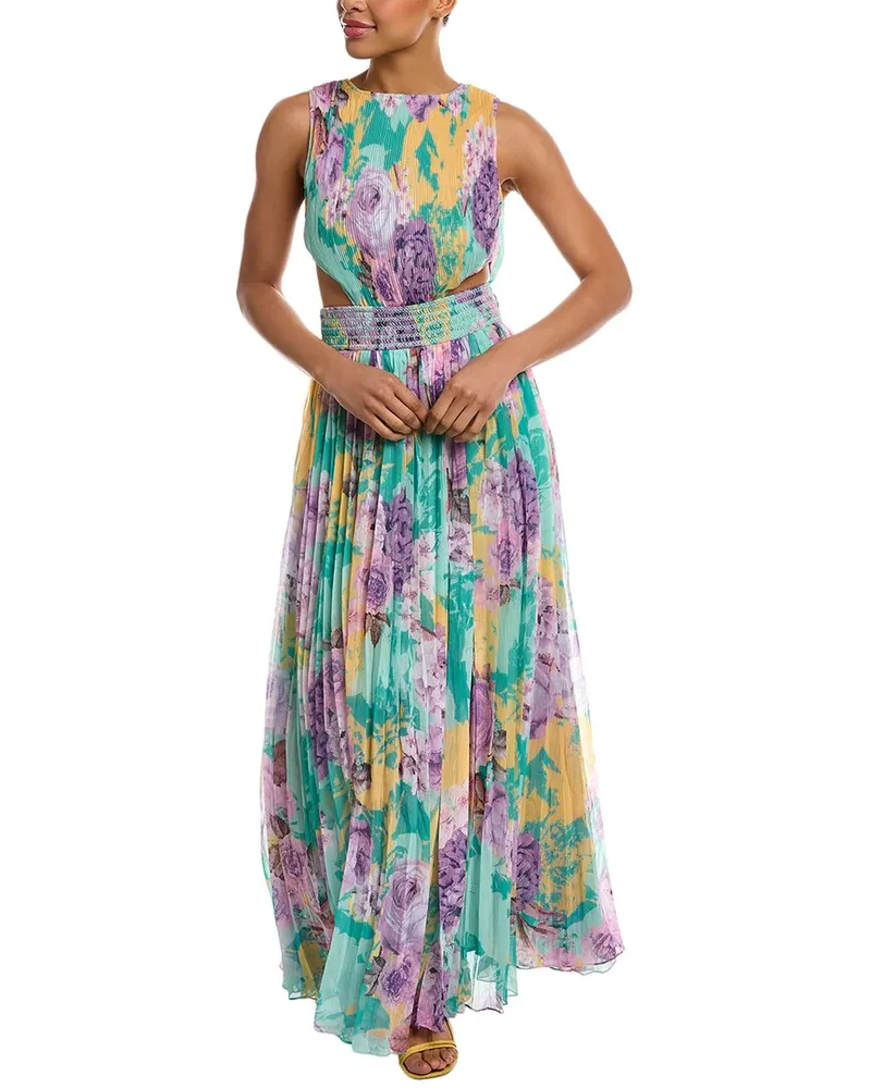 ROCOCO SAND Accordion Pleated Maxi Dress Yellow