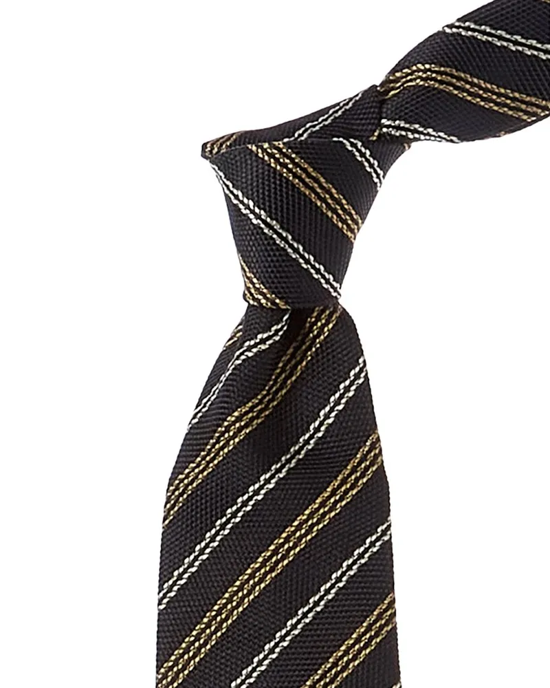 Brunello Cucinelli Black Diagonal Stripe Silk Tie Nocolor