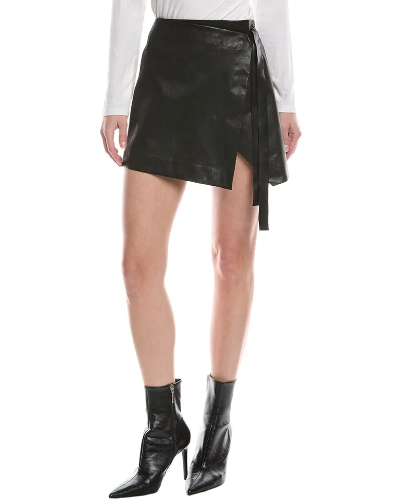 Rag & Bone James Leather Wrap Skirt Black