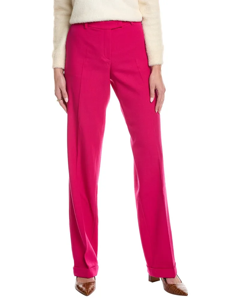 Michael Kors Carolyn Flat Front Wool Straight Leg Trouser Nocolor