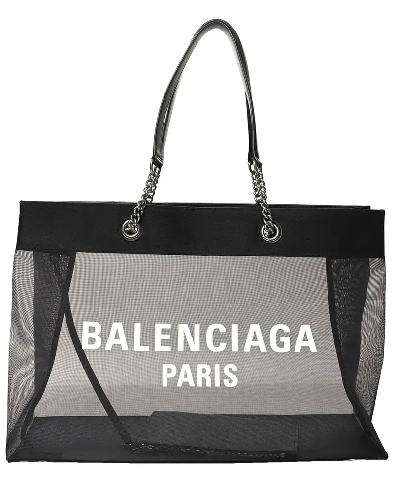 Balenciaga Black Canvas Mesh Large Duty Free Tote (Authentic Pre-Loved Nocolor