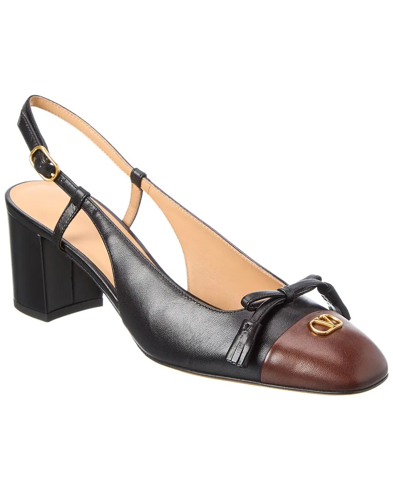 Valentino Garavani Bow 60 Leather Slingback Pump Black