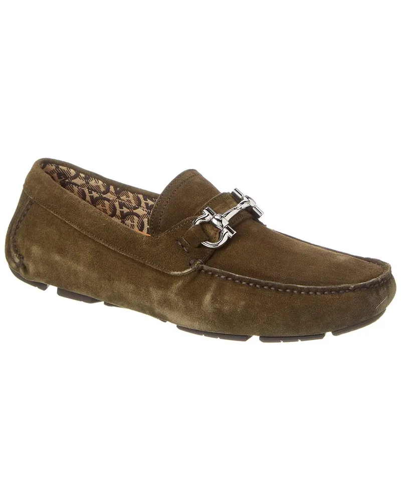 Ferragamo Parigi Eco Suede Driver Green