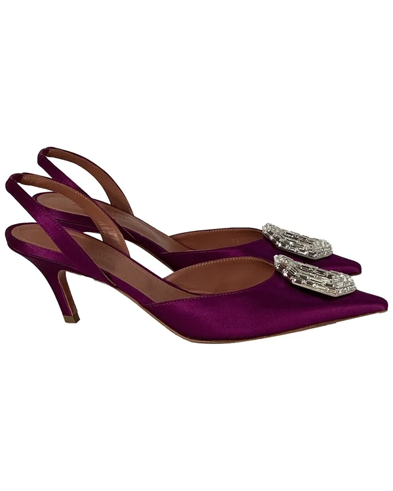 Amina Muaddi Women's Satin Camelia Slingback Pump (Authentic Pre-Loved Nocolor
