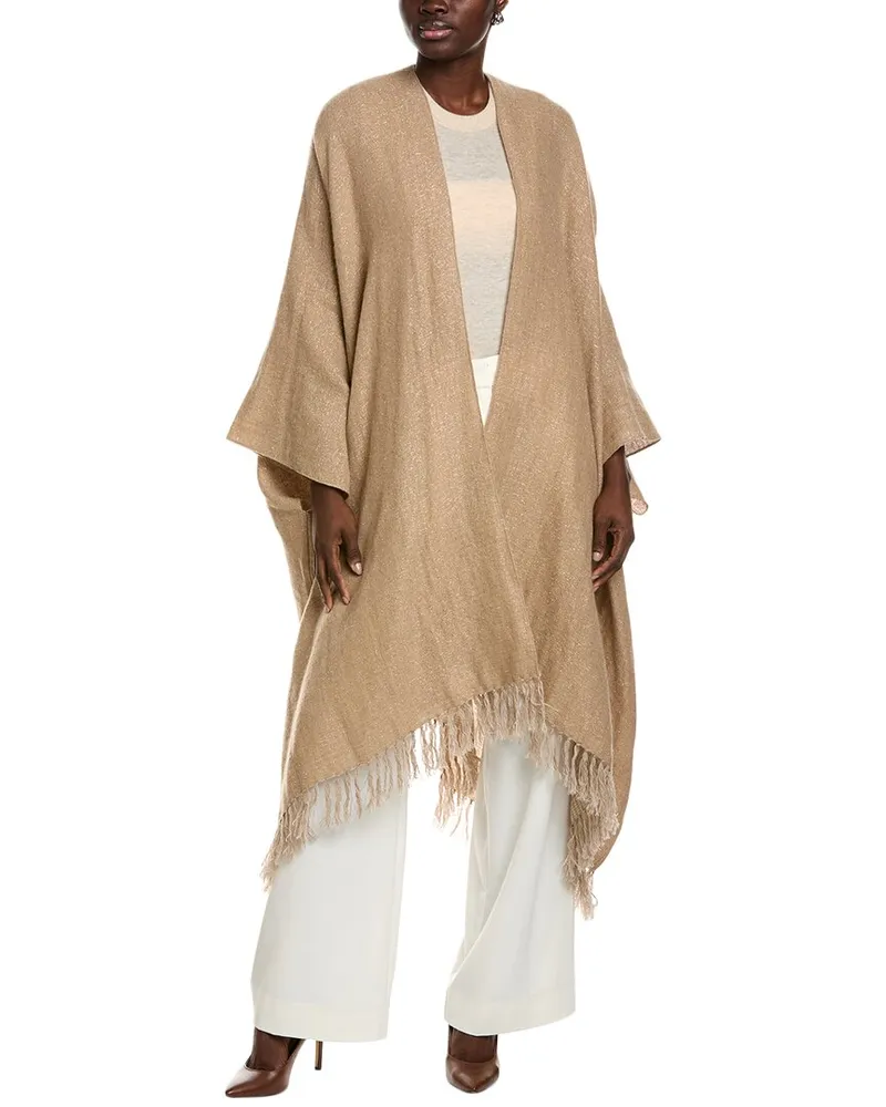 Brunello Cucinelli Linen-Blend Poncho Nocolor
