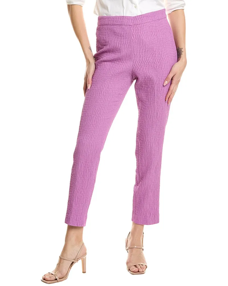 NATORI Textured Cotton Jacquard Side Zip Ankle Pant Nocolor