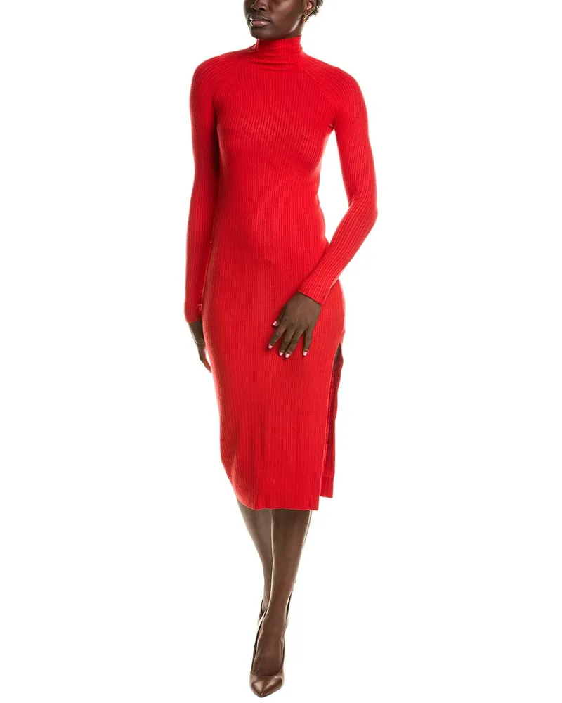 Enza Costa Brushed Rib Midi Dress Red