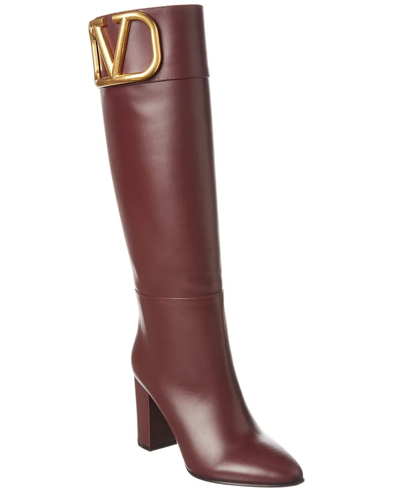 Valentino Garavani VLogo Leather Over-The-Knee Boot Red