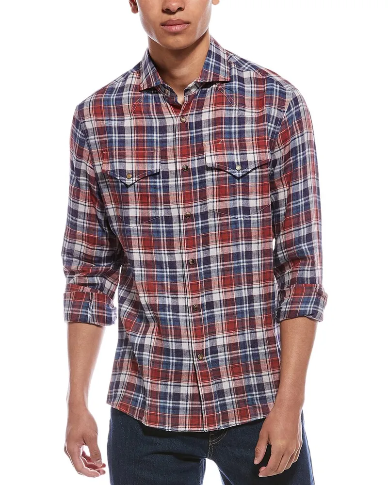 Brunello Cucinelli Easy Fit Linen Western Shirt Nocolor