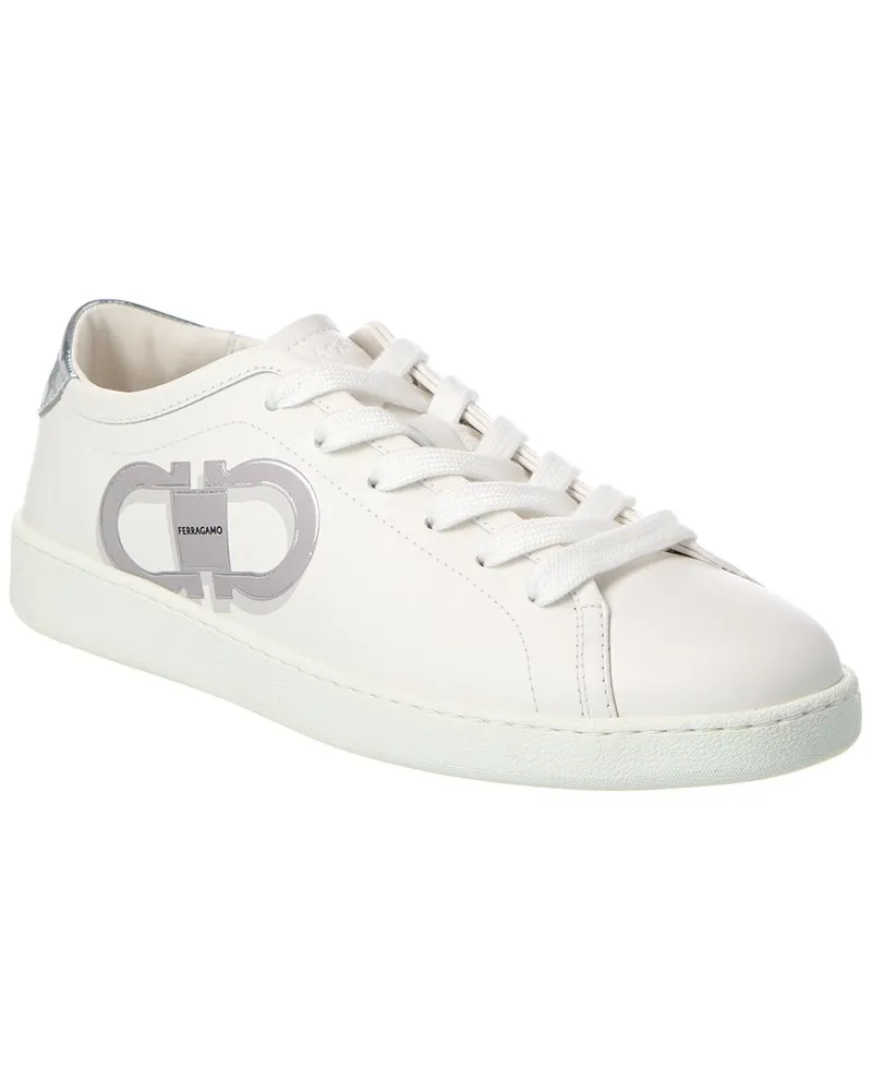 Ferragamo Brandy Leather Sneaker White