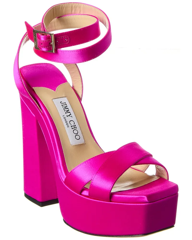 Jimmy Choo Gaia 140 Satin Platform Sandal Pink