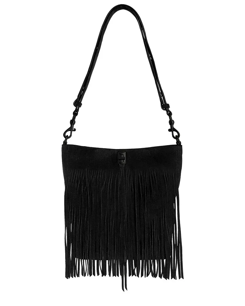 Rebecca Minkoff Darren Fringe Leather Bucket Bag Black