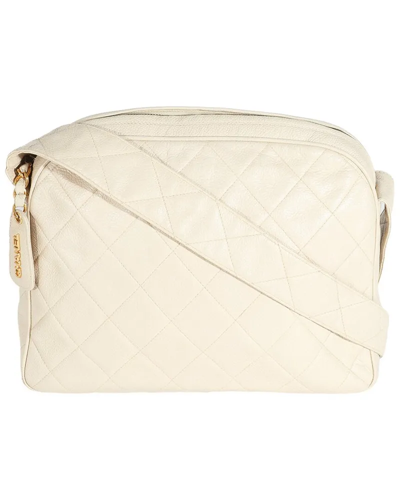 Chanel Beige Quilted Caviar Messenger Handbag (Authentic Pre-Loved Nocolor