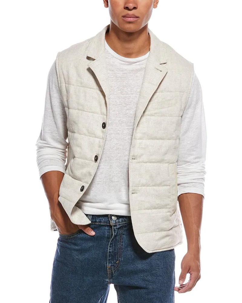 N.Peal Seville Linen-Blend Gilet Beige