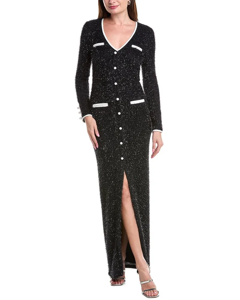 Black Halo Koa Tinsel Tweed Gown Black