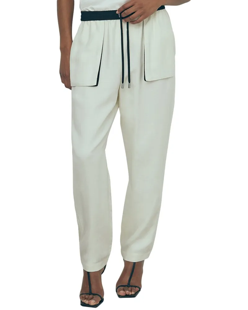 Reiss Pearl Contrast Pocket Relaxed Linen-Blend Cargo Pant Beige