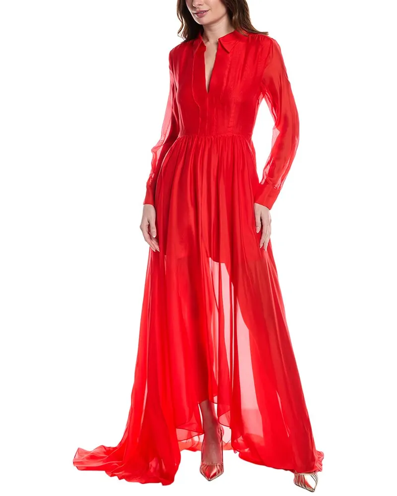 Rebecca Taylor Chiffon Silk Gown Red