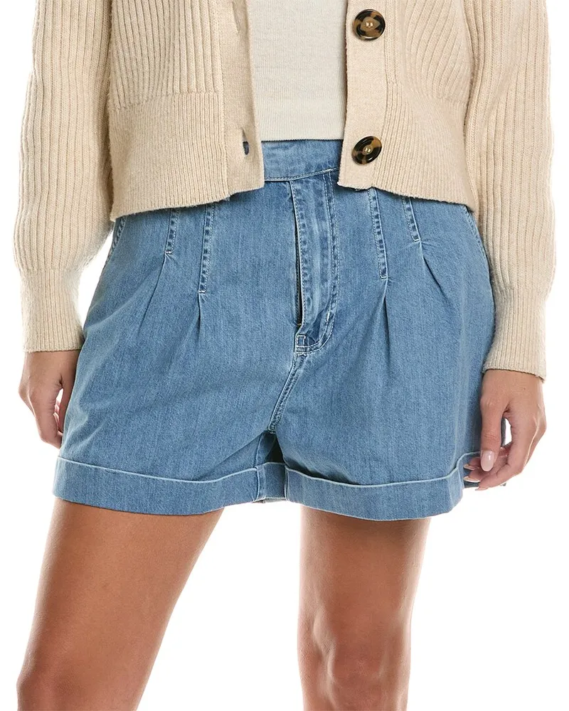 Frame Denim Pleated Wide Cuff Short Blue
