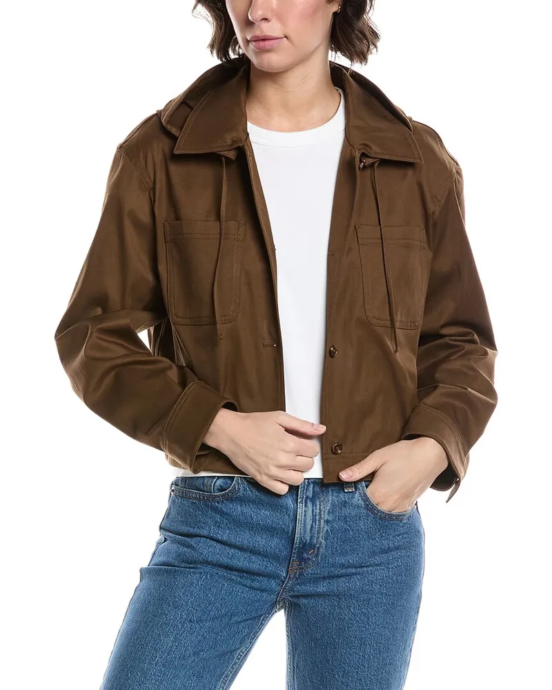 Theory Hood Crop Jacket Green