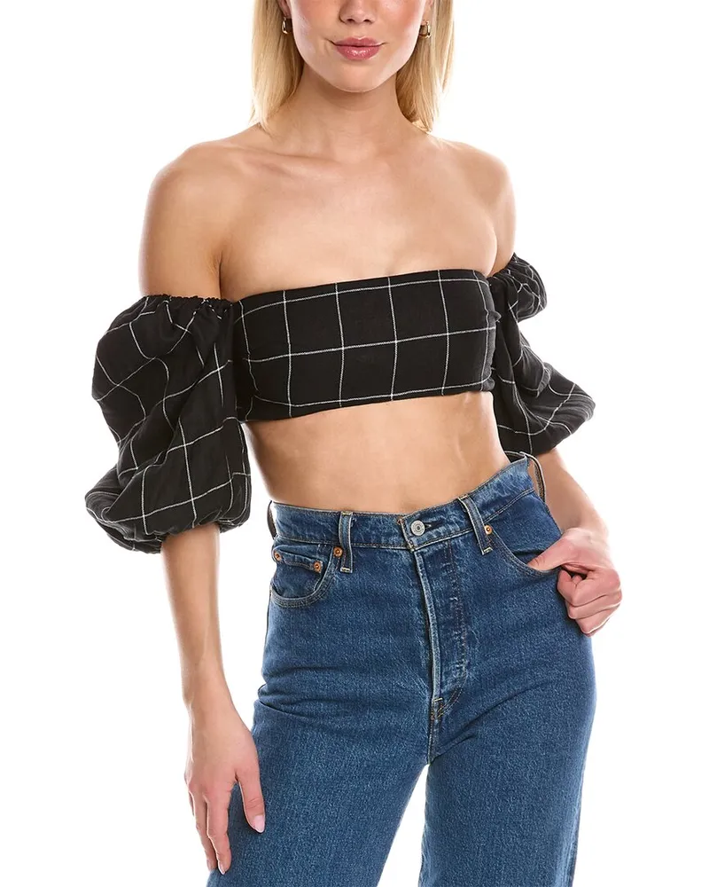 RUMER Quinn Linen Crop Top Nocolor