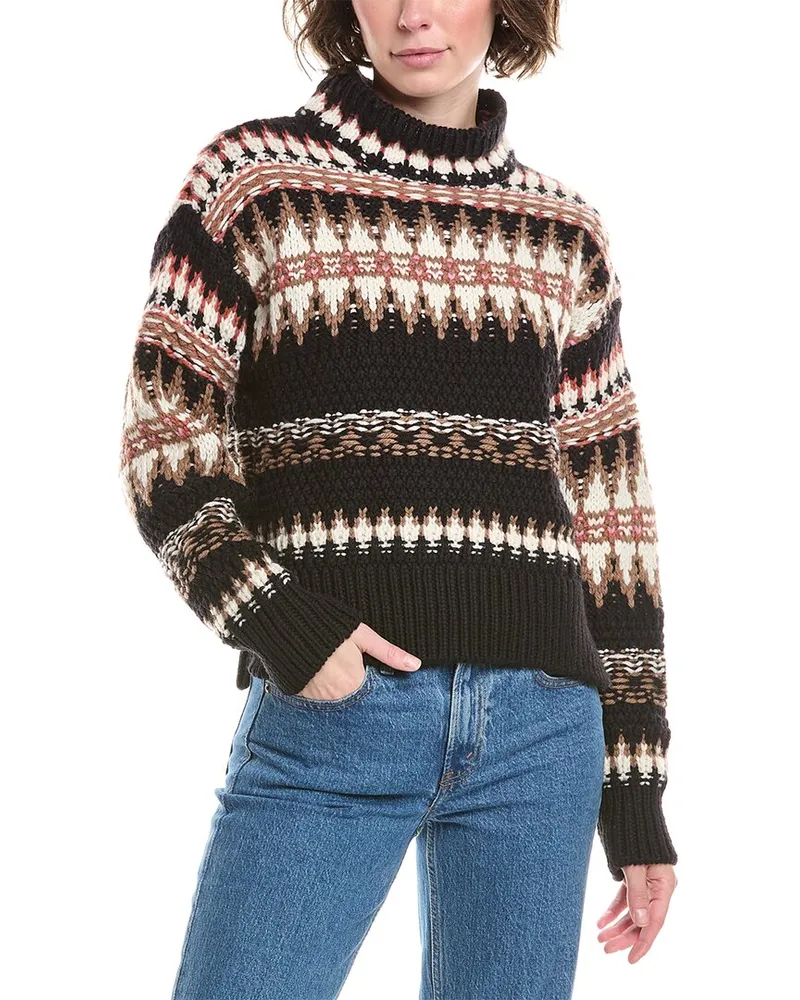 Splendid Henrietta Wool Fairisle Sweater Black