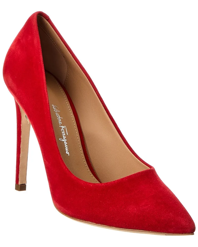 Ferragamo Ilary X5 Suede Pump Red