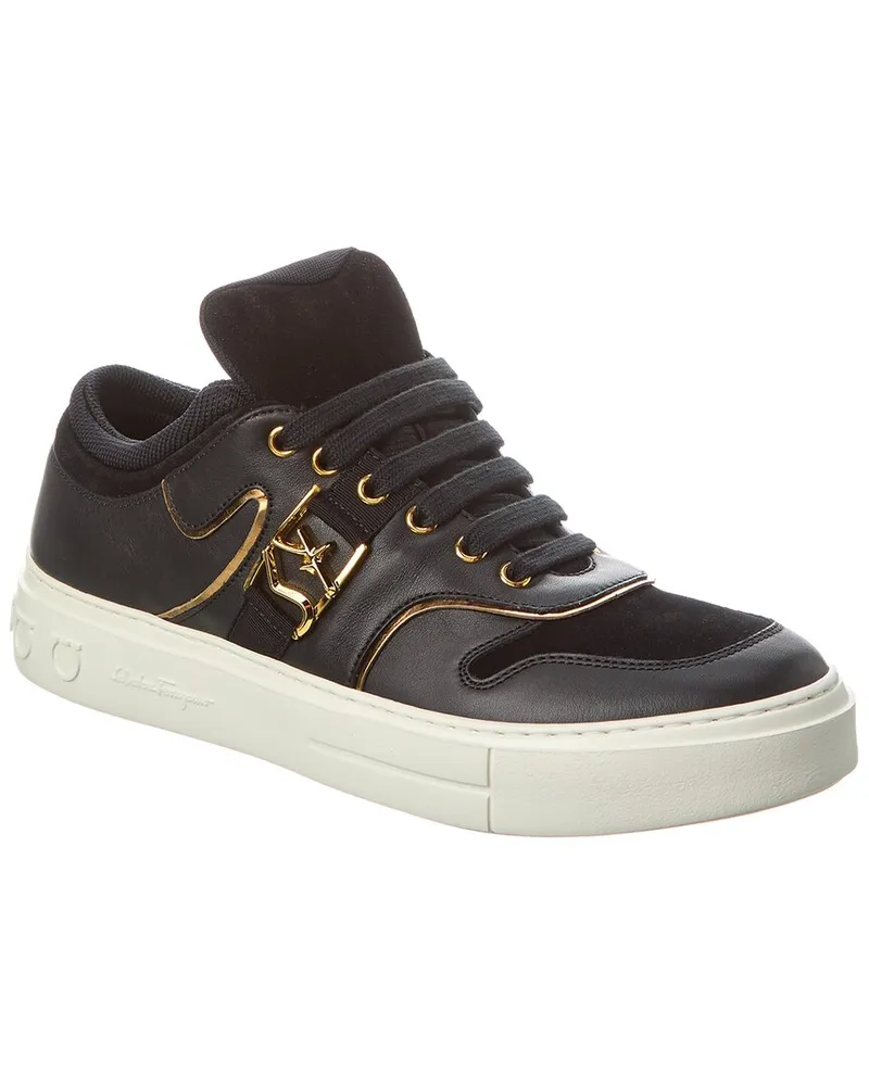Ferragamo Beck Suede & Leather Sneaker Black