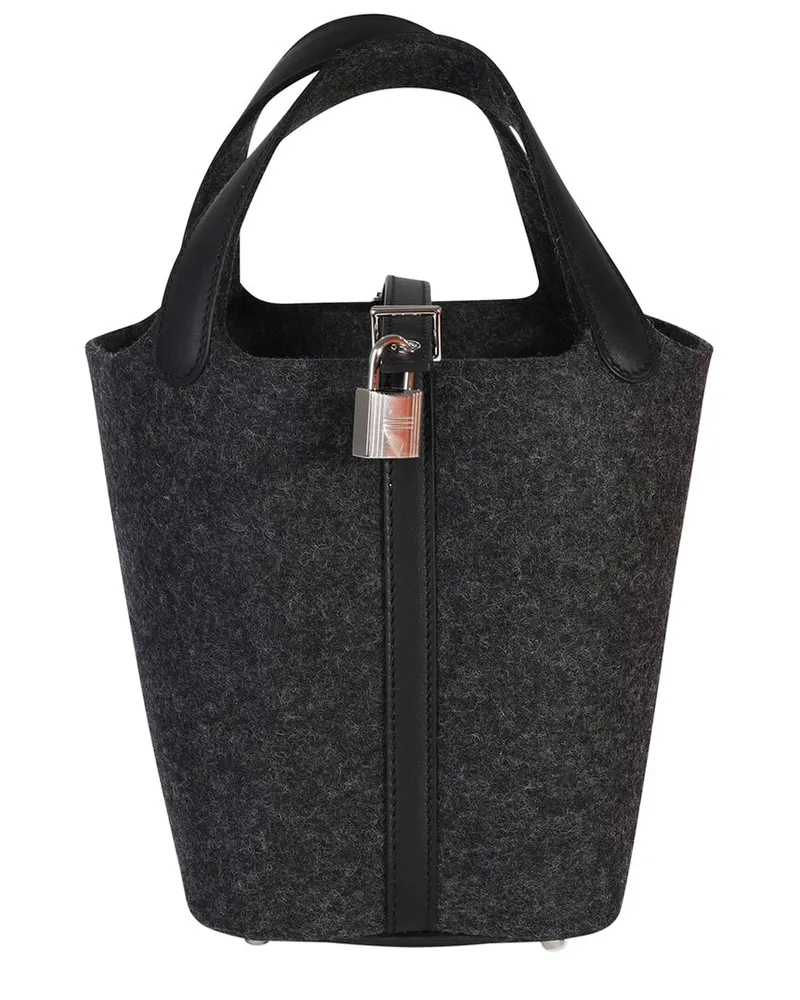 Hermès Black, Gray Feutre & Swift Picotin Lock 18 PHW (Authentic Pre-Loved Nocolor