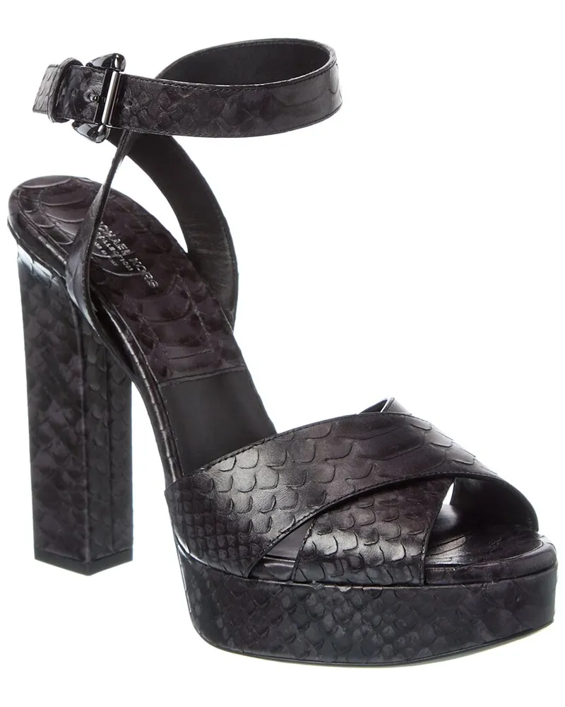 Michael Kors Cannon Runway Python-Embossed Leather Platform Sandal Grey