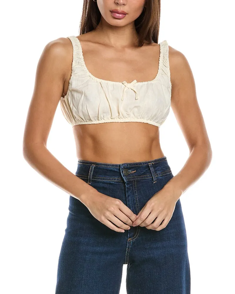 WeWoreWhat Scrunchy Linen-Blend Top Nocolor