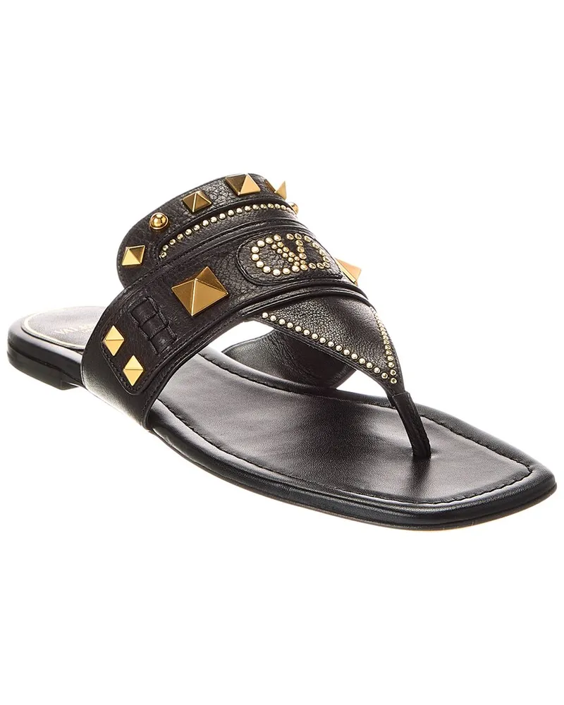 Valentino Garavani VLogo Rockstud Leather Sandal Black