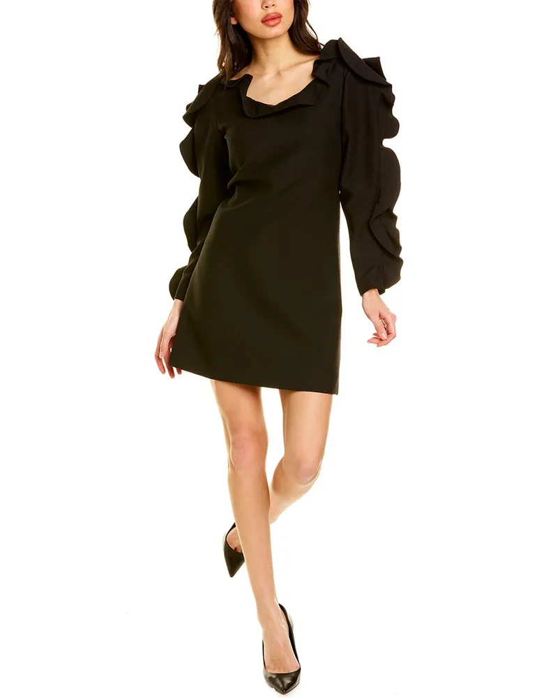 Valentino Garavani Wool & Silk-Blend Shift Dress Black