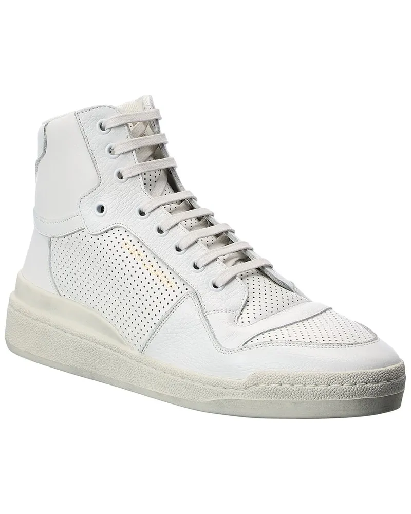 Saint Laurent Leather High-Top Sneaker White