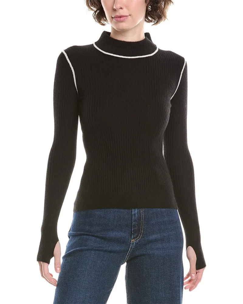 No Name NONAME Fine Rib Mock Neck Cashmere Sweater Black